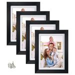 Giftgarden 5x7 Picture Frame Set of 4, Matted to Display 5x7 Photo with Mat or 6x8 without Mat for Wall Floating or Tabletop, Black