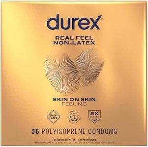 Condoms for Sex, Non Latex Durex Avanti Bare Real Feel Lubricated Condoms, Regular Fit, Non Latex Condoms for Men with Natural Skin on Skin Feeling, FSA and HSA Eligible (Packaging may Vary),36 Count