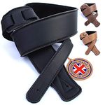 British Handmade Real Leather Guitar Strap: Finest Ultra Soft Italian Nappa Leather, 130cm long Foam Cushion Padded Guitar Belt - Suits Electric, Bass or Acoustic Instruments (inc Semi/Electro)