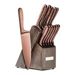 Cambridge 92688KBCC18HDS Rame Hammered Copper 12-Piece Cutlery Block Set