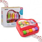 Gooyo 1503 Non Battery 2 in 1 Mini Piano and Xylophone Toy with Colorful Keys & 2 Mallets for Babies/Girls/Boys/Kids/Gifts | Red Color (Battery Not Required)