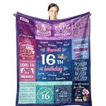 Wisegem 16th Birthday Gifts for Girls - Sweet 16 Gifts for Girls - 16 Year Old 60"X50" Blanket for Birthday - Gifts for 16 Year Old Girl - 16th Birthday Gift Ideas - Sweet Sixteen Birthday Decorations