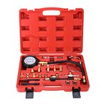FreeTec Fuel Pressure Test Kit, 0-140psi Fuel Injector Compression Tester Gauge with Copper Adapters, Petrol Fuel Injection Pump Pressure Test Diagnostic Tool for Car Vehicles Petrol Gas Engines