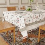 Urban Space Sicilia Table Linen Collection - Premium Water & Stain Resistant Dining Table Cover for 4 Seater, Anti Skid Table Cloth for Center Table (Ivyrose Snow White, 4 Seater 52" x 72")