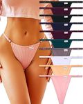 FINETOO 10 Pack Adjustable G String Thongs for Women Sexy Underwear Low Rise Womens Thong Cotton Panties for Ladies S-XL, Seta-10pack, Medium