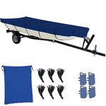 Jon Boat Cover 12ft Waterproof Trailerable Jon Boat Upgraded Version with Additional Fixing Accessories no Water Accumulation and Windproof (Blue, 12ft Long,Beam Width up to 56in)