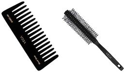 VEGA Round Brush For Men & Women, (R3-RB), Color May Vary & Vega Large Shampoo Comb, Black - 1 Pc