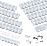 Muzata 10Pack 3.3FT/1M LED Channel System with Transparent Clear Cover Lens,Aluminum Extrusion Track Housing Profile for Strip Light high Light for Under Cabinet U1SW WT 1M, LU1 LH1