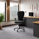 Interio by Godrej Chair, Motion High Back Knitted Fabric Ergonomic Office Chair (Black Ink - Grey Body), 1-Year Warranty, Adjustable Armrest