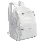 Zicac Unisex DIY Canvas Backpack Daypack Satchel Backpack (Gray, With Side Pocket), White, L, Laptop