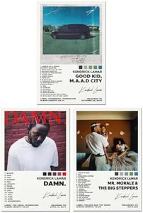 Bkioqoh A Set of 3 canvas posters,Kendrick Poster Lamar Good Kid Maad City Poster Damn Poster, Album Aesthetics 3 Piece Set,8x12IN Canvas Prints Unframed Set of 3