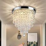 DLLT LED Modern Crystal Chandelier Fixture, 4 Lights Elegant Flush Mount Ceiling Light, Crystal Pendant Lights for Bedroom, Kitchen, Living Room, Dinner Room