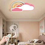 YZSJ Ceiling Lamp Led Ceiling Light Kids Room White Clouds Rainbow Boys and Girls Ceiling Lighting Ceiling Spot Baby Lamp Light Bedroom for Cartoon Lampshade,Pink,Dimmable