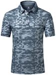 MoFiz Men's Short Sleeve Polo Shirts Casual Golf Work Top Moisture Wicking Sports Fitness Hiking Polo T-Shirts Camo Grey Size M