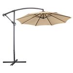 Yaheetech Cantilever Parasol Umbrella 3m Outdoor Sun Shade Banana Hanging Umbrella Parasol Beach Umbrella with Crank Handle & Cross Base & Ribs Tan