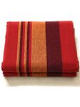 RANGBHAR Handloom Cotton Double Bedsheet Without Pillow Covers, Woven Striped Bedcover, 90 x 100 inch, Red