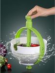 KAPIDA Salad Spinner, All-in-ONE Spinning Colander, Easy-to-Use Salad Spinner, Non-Scratch, Nylon Spinning Colander, Lettuce Spinner, Colander with Collapsible Handle