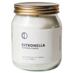 OCTŌ Citronella Candle Outdoors 300ml | Essential Oil Scented Jar Candle 10.5oz - 60 Hours Long Burning 100% Natural Soy Wax for Home Garden/Camping Patic/Travel/BBQ