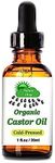 Nature Drop's Organic Castor Oil - 100 USDA Certified Pure Cold Pressed Hexane free - Best oil Growth For Eyelashes, Hair, Eyebrows, Face and Skin, Triple Filtered, Great for Acne,