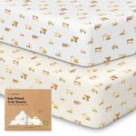 2-Pack Bamboo Viscose Crib Sheets for Boys, Girls - Fitted Crib Sheet, Organic Baby Crib Sheets Neutral,Crib Mattress Sheet, Toddler Bed Sheets,Baby Sheets for Crib, Crib Fitted Sheet (Construction)