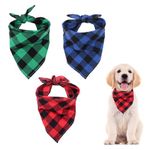 3 Plaid Dog Bandanas – LINKPEACE Christmas Pet Triangle Scarf Classic Plaid Scarves Adjustable Pets Accessories for Small and Large Dog Puppy Cat (Small Plaid)