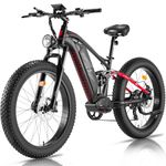 FREESKY Electric Mountain Bike for Adults,Peak 1500W 53KMH(33MPH) 48V 20Ah Battery Ebike, 26" Fat Tire Full Suspension Electric Bicycle with SHIMANO 7-speed Gears & Dual 4-piston Hydraulic Disc Brakes