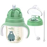 Super Mama Sippy Cups for 1+ Year Old with Spout & Straw(9 Oz), PPSU No Spill Sippy Cups with Weighted Straw, Spill Proof Training Toddler Cups with Handle for Baby 6+ Months