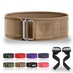 BEAR GRIP - Self-Locking Weight Lifting Belt, Premium Weightlifting Belt for Crossfit, Power Lifting, Bodybuilding, Lifting Belt for Men and Women, Workout Belt for Liftin (Beige, S)