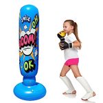 Kids Punching Bag Free Standing Inflatable Boxing Bag Freestanding Punch Bag for Boys Girls Practice Karate, Taekwondo, MMA and Exercise Stress Relief