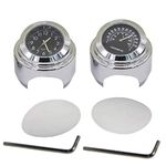 2pcs 7/8 Inch Motorcycle Handlebar Clock and Thermometer Universal Waterproof Motorcycle Handlebar Clock