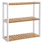 SONGMICS Bamboo Bathroom Shelf, 3-Tier Adjustable Plants Rack, Wall-Mounted or Stand, in the Living Room, Balcony, Kitchen, Natural and White BCB13WN