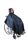 KMINA - Wheelchair Rain Cover Adult Waterproof (Thermal Inner Lining), Rain Poncho for Wheelchair with Zip, Wheelchair Blanket Adult, Warm Wheelchair Poncho Cover with Hood, Blanket for Wheelchair