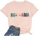 Boy Mama Tshirt Women Mother's Day Shirts Funny Letter Print Tee Tops Mom of Boys Shirts Summer Short Sleeve T-Shirt, Light Pink, X-Large