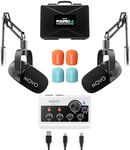 Movo Portable Podcast Equipment Pack for iPhone/Android Phones, Podcast Kit with Audio Interface, 2 Dynamic CastMic Microphones, 2 Microphone Arms for Smartphones, Computers, PC