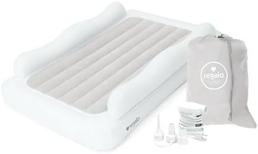 Regalo Inflatable Toddler Travel Bed with 2-Sided Bed Rail Bumpers and Handles, Award Winning Brand, Portable Toddler Air Mattress for Kids, Air Pump and Carry Bag Included, White and Gray