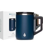 Elemental Summit Insulated Coffee Mug with Lid & Handle, Insulated Vacuum Camp Coffee Cup, Triple Wall Stainless Steel Travel Mug, Hot and Cold Thermal Coffee Tumbler, 16oz - Navy Blue