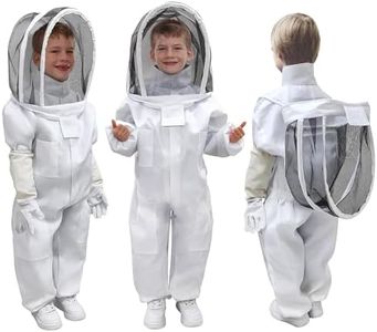 PNKKODW Bee Suit, Beekeeping Outfit Professional Full Body Beekeeper Suit with Veil Hood for Men and Women Beekeeper and Beginners with Gloves (Kid-L for 3'7"-4'2")