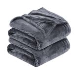 MOONLIGHT20015 Silk Touch Warm 2 Pack Fleece Blankets - 400 GSM Throws for Sofa Fluffy Blanket Bed Throw for Bedroom, Couch, Travel, Kids, Bedroom Accessories Grey, Twin/Double (150 X 200CM)