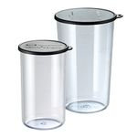 bamix Beaker Accessory Set, 2-Piece Measuring Beaker Set, 400 ml / 600 ml, Heat-resistant, Plastic, with Lid, Measurements, Transparent, Dishwasher Safe