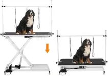 47" Electric Dog Grooming Table, Heavy Duty, Height Adjustable Professional Pet Grooming Table w/Leveling Wheels, Dog Grooming Arm, Anti Slip Tabletop & Tool Organizer/Dog Grooming Station, White