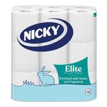 Nicky Elite Scented Toilet Tissue - 18 Rolls of White Toilet Paper, 3-ply, Talc Scent, Softness to the Skin, Enriched with Lotion, Extra Value Pack, 100% FSC Certified Paper