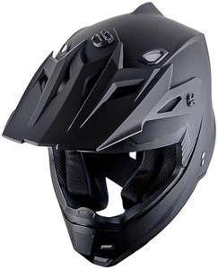 1Storm Adult Motocross Helmet BMX MX ATV Dirt Bike Four Wheeler Quad Motorcycle Full Face Helmet Racing Style: HF801 Matt Black