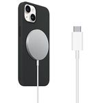 Apple Magnetic Wireless Charger, 7.5w Fast Charging Compatible with MagSafe Charger USB-C Cable Pad Accessories for iPhone 16, 15, 14, 13, 12, Pro, Max, Mini, Plus and AirPods Pro, 2, 3 (Silver)