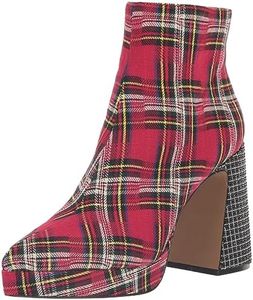 Betsey Johnson Women's Raylan Ankle Boot, Red Plaid Multi, 11