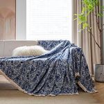 STACYPIK Soft Stylish Jacquard Couch Cover L Shape,Blue Butterfly Sofa Cover for 2 Cushion Couch,Washable Furniture Protector Cover Sofa Slipcover Multi-Use Dogs Blanket Futon Cover Loveseat-71X118IN