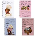 4 Pieces Inspirational Spiral Notebook Black Women Motivational Spiral Journal Lined Spiral Notepads College Ruled Spiral Notebook Journal African American Gifts for Black Women Girls School Office