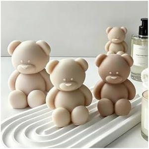 SENCCO Silicone Candle Molds, 3D Charming Bear Scented Candle Mold, Cozy Atmosphere Design, Odorless, BPA Free, Cute Animal Silicone Molds for Candle Making, DIY, Resin, Wax, Soap, Chocolate - Large