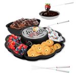2 in 1 Electric Smores Maker & Chocolate Fondue Set, Tabletop Marshmallow Roaster with Temp Control,4 Roasting Forks, 4 Detachable Trays & 1 Heated Bowl, Movie Night Supplies & Housewarming Gifts