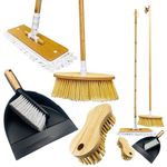 House Cleaning Kit | 4-in-1 Floor Cleaning Kit to Keep All Surface of Homes Tidy | Includes Bamboo Floor Mop, Broom Indoor Floor Brush, Scrubbing Brush, and Dustpan and Brush Set with Bamboo Handle