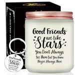 Volufia Good Friends are Like Stars Gifts - Candles Gifts for Friend - Christmas, Birthday, Friendship Gifts for Friend Female - Best Friend Gift for Women - Lavender Scented Candle